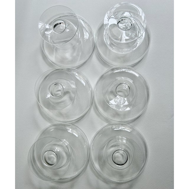 Mid 20th Century Wide Clear Glass Pedestal Dishes - Set of 6 For Sale - Image 11 of 13