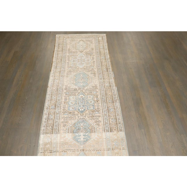 Neutral Persian Heriz Karadja Runner rug no. j5323 For Sale In New York - Image 6 of 9