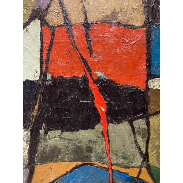 Brown Signed Mario Marques Mid 20th Century Spanish Abstract Impasto Painting For Sale - Image 8 of 13