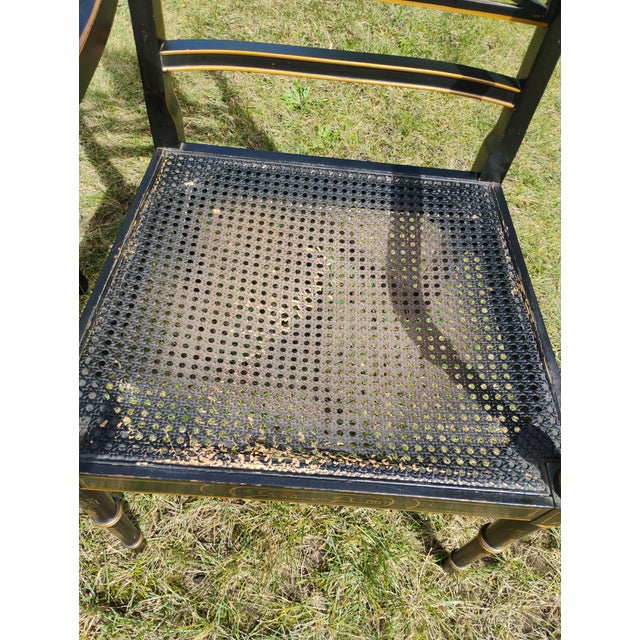 Early 19th Century Early 19th Century Pair of Regency Style Painted Black Chinoiserie Lacquer Chairs For Sale - Image 5 of 12