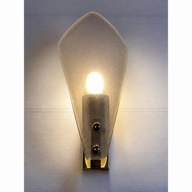 White Designer Gray Sanded Leaf Murano Glass Wall Sconces, Contemporary Set of 4 For Sale - Image 8 of 8