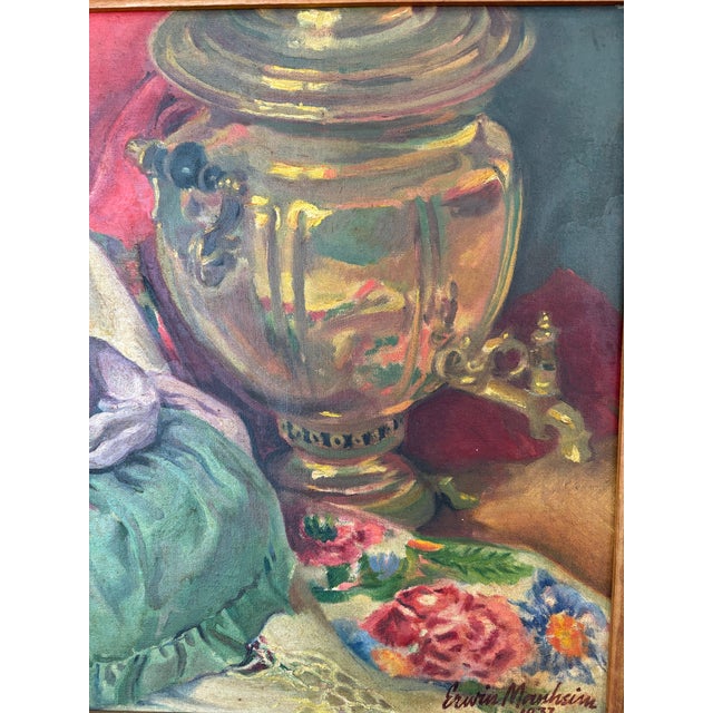 Erwin Manheim 1937 Signed Folk Realism Oil Painting For Sale - Image 4 of 11