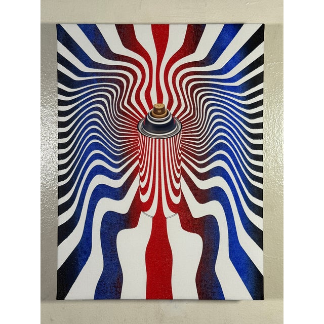 Spray Paint Embellished Spray Can Screen Print and collage 12x16 stretched and ready to hang