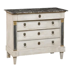 19th Century Neoclassic French Marble Top Chest