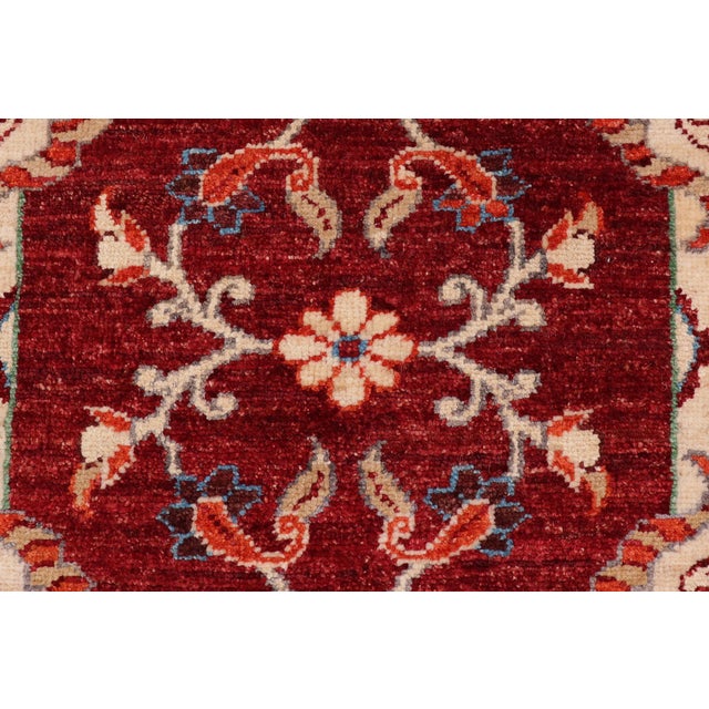 Shabby Chic Ziegler Red/Beige Wool Runner Rug- 1'11'' X 5'0'' For Sale - Image 4 of 10