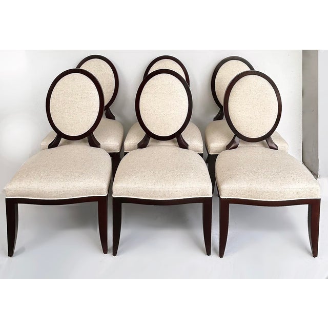 Modern Vintage Barbara Barry for Baker Set of 8 Dining Chairs, Newly Upholstered, 2 Arm, 6 Side For Sale - Image 3 of 18