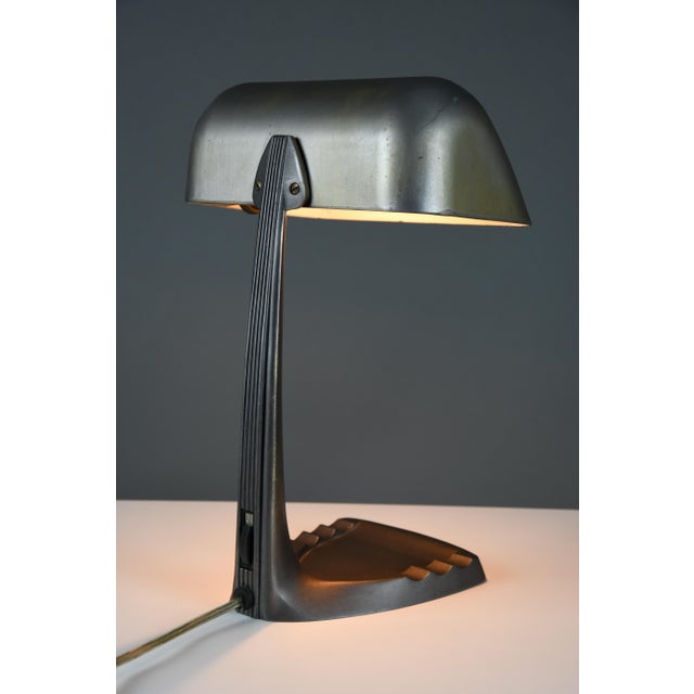 Art Deco Model 52 Aviator Desk Lamp with Integrated Pen Tray & Ashtray Base from Erpé, Belgium, 1930s For Sale - Image 14 of 14