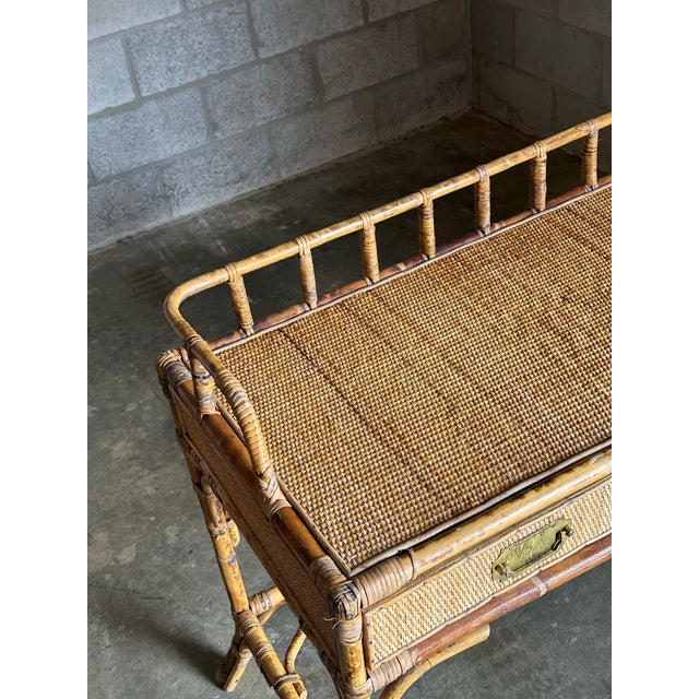 Ralph Lauren 1980s British Colonial Style Burnt Bamboo and Cane Desk/ Vanity For Sale - Image 4 of 12