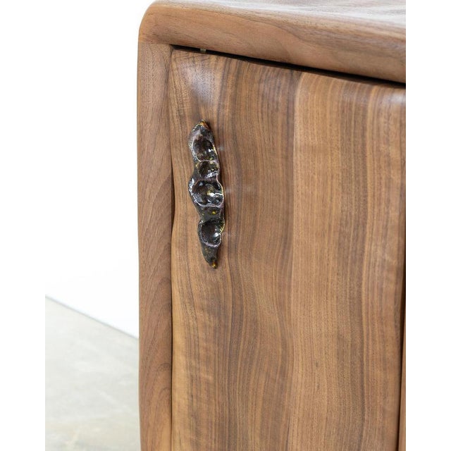 Contemporary Walnut and Glazed Ceramic Nightstand by Alexander Knysch For Sale - Image 3 of 8