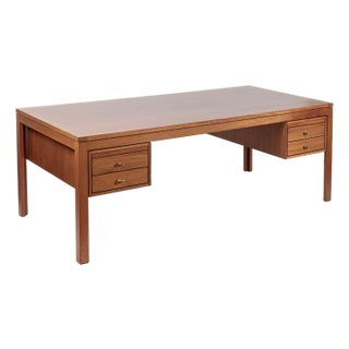 Danish Mahogany Executive Desk by Søborg Møbler, Mid Century Modern Desk For Sale