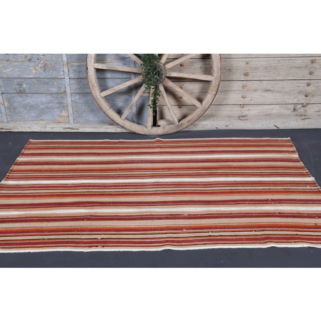 Vintage Turkish Hand-Knotted Wool Cotton Red Kilim Rug For Sale - Image 4 of 10