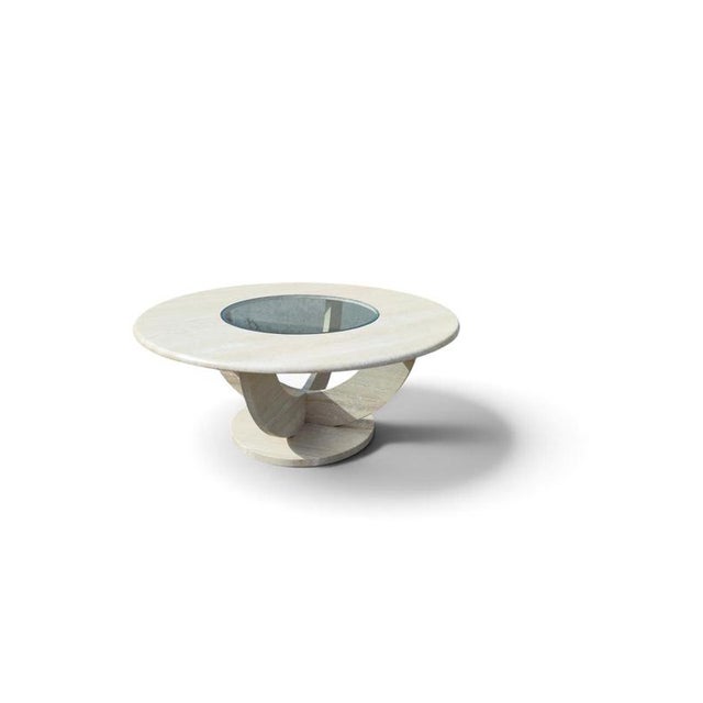 Glass Italian Travertine Coffee Table, 1970s For Sale - Image 7 of 9