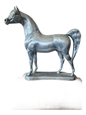 Mid 20th Century Equestrian Horse Figurine Mounted on a Wood Plinth