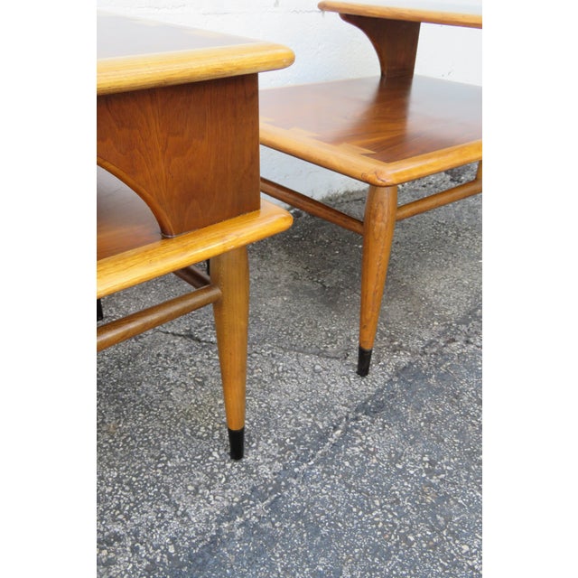 Lane Acclaim Mid Century Modern Two Tiers Side End Lamp Tables a Pair 5967 For Sale - Image 12 of 12