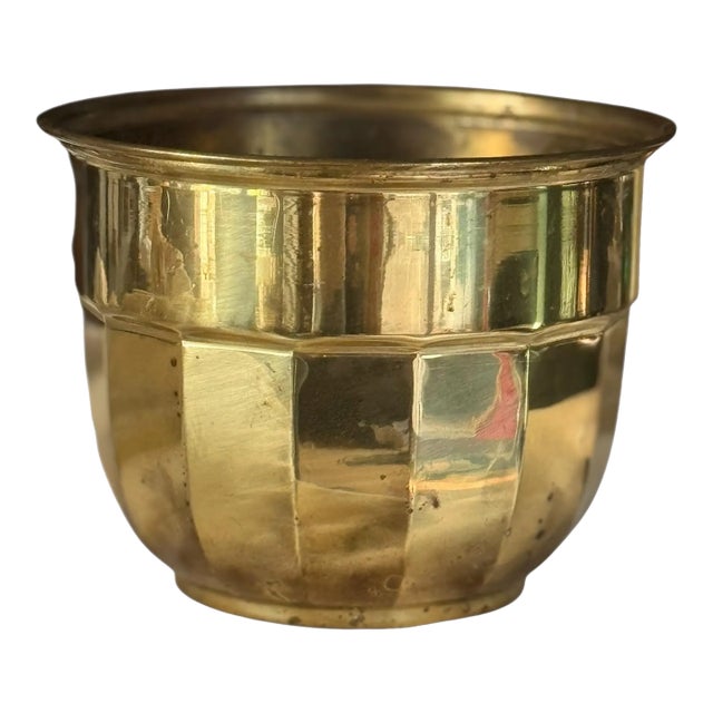 Mid 20th Century English Brass Paneled Planter Pot For Sale