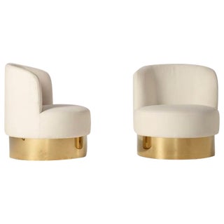 Italian Brass Plinth Chairs - A Pair For Sale