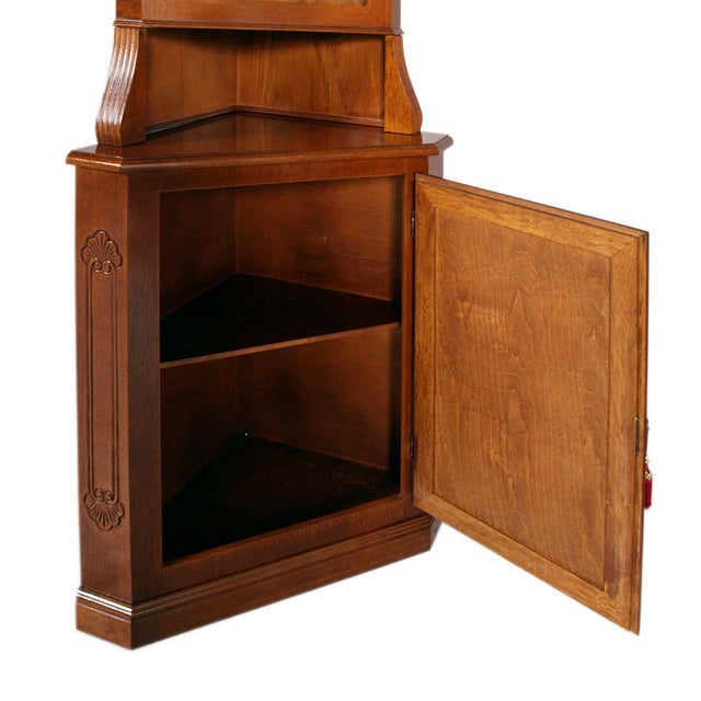 Italian Renaissance Style Walnut Corner Display Cabinet, 1940s For Sale - Image 4 of 7