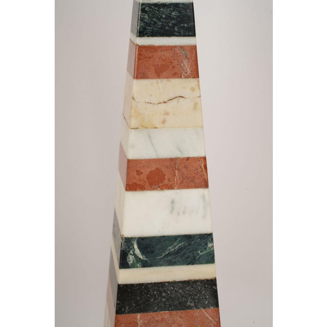 1900s Large Pair of Italian Grand Tour Neoclassical Marble Specimen Obelisks For Sale - Image 9 of 11