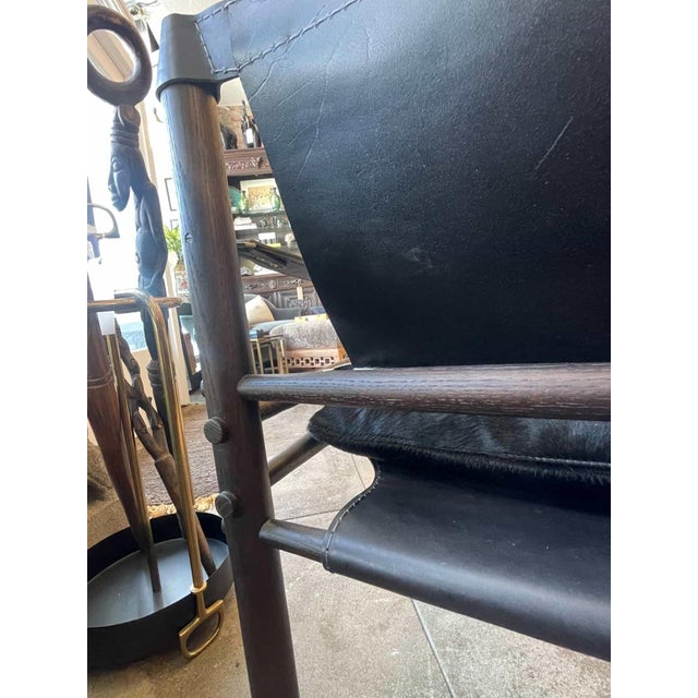 2020s Leather Chair With Shearling Seat For Sale - Image 5 of 10