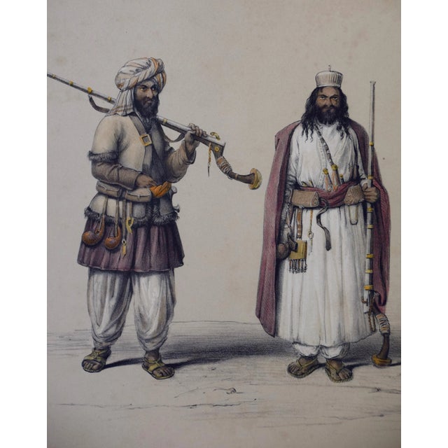 A Pair of 19th C. Engravings Depicting the Costumes and Weapons of Afghani Men by Dr. James Atkinson, 1843 For Sale In San Francisco - Image 6 of 11
