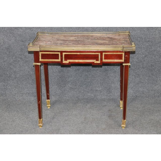 Wood French 1920s Era Breccia Marble Top Louis XVI Style Mahogany Console Table For Sale - Image 7 of 12