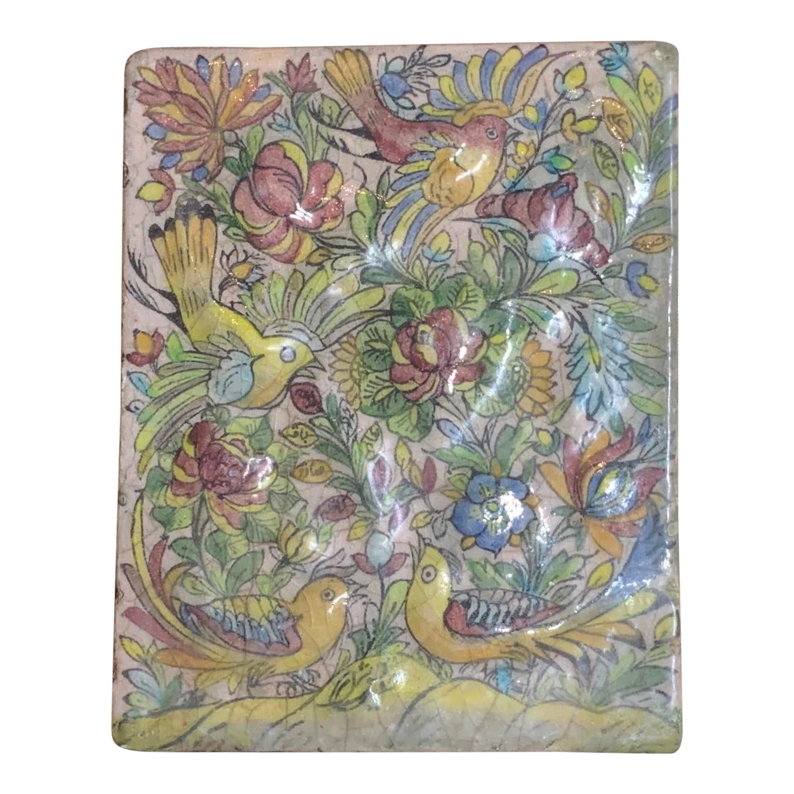 Vintage Persian Ceramic Tile Chairish