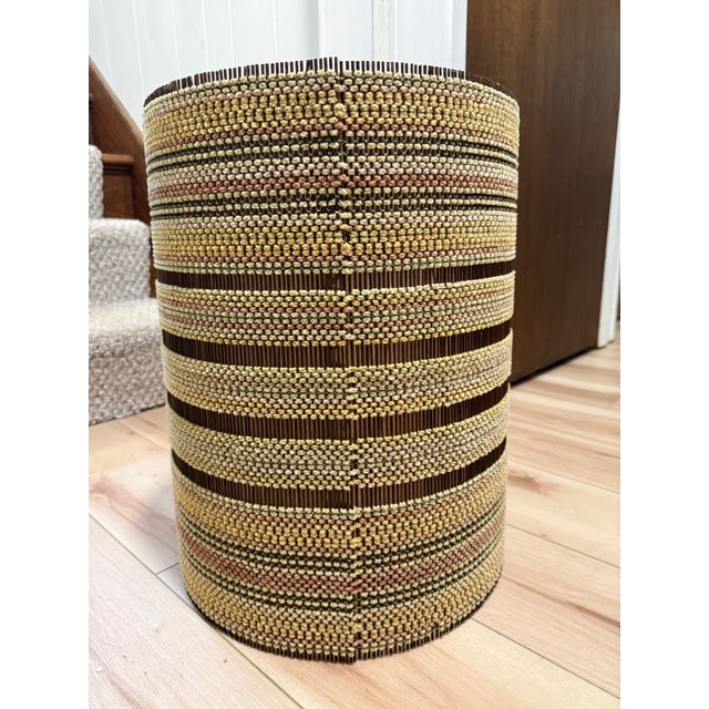 Large, highly collectible lamp shade by Maria Kipp in shades of green, gold, brown and cream. Interior paper is in very...