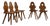 Set of Five 20th Century French Amber Oak Tyrolean Chairs For Sale