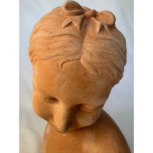 Mid 20th Century Vintage Terra Cotta Female Bust, "La Rieuse" Styled afterJean Baptist Pigalle For Sale - Image 5 of 10