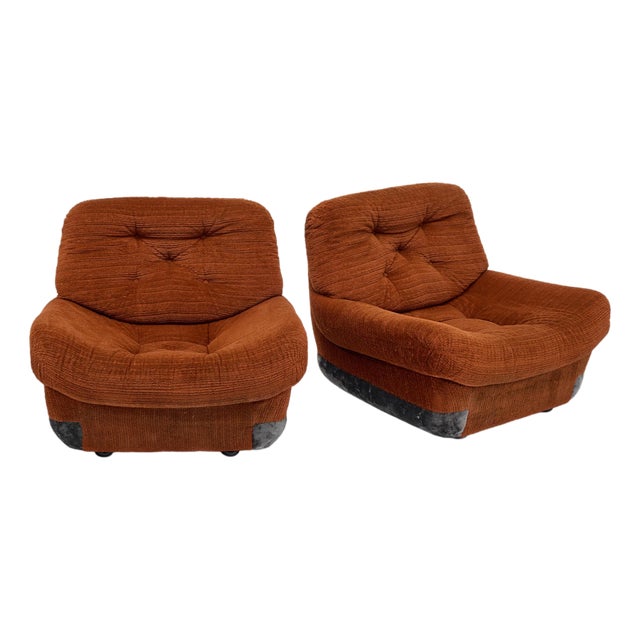 Pair of Vintage Ligne Roset Lounge Armchairs, France For Sale
