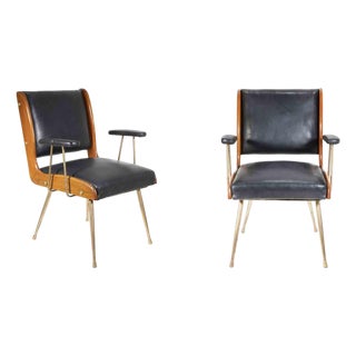 Italian Fabric and Wood Armchairs by Carlo Ratti, 1960s, Set of 2 For Sale