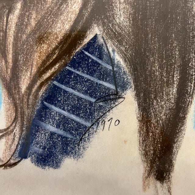 Original Pastel 1970’s Portrait of a Young Brunette For Sale - Image 4 of 8