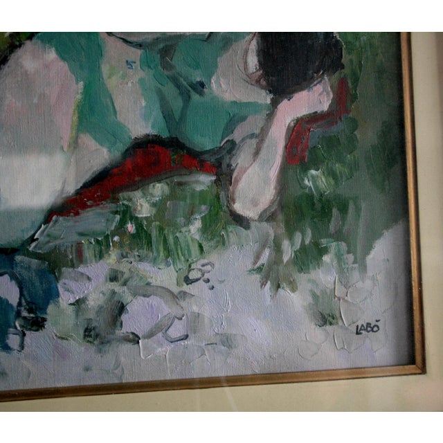 Savino Labò, Donna Distesa, 1960s, Oil on Canvas For Sale - Image 4 of 8