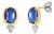 14k Yellow Gold Ceylon Cabochon Sapphire and Diamond Bezel-Set Stud Earrings, Pair For Sale