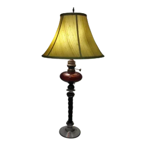 19th century American Twisted Cranberry Glass Column Lamp