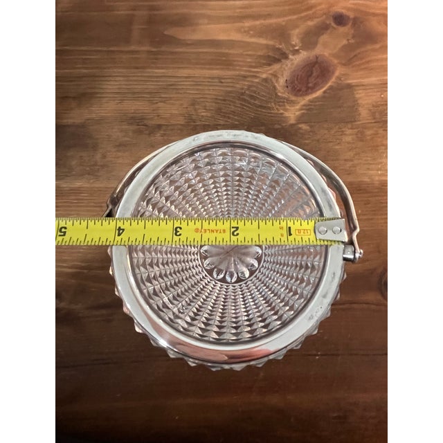 Vintage Cut Crystal Cocktail Ice Bucket With Chrome Swing Handle For Sale - Image 13 of 13