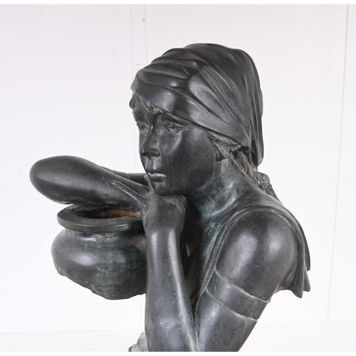 Villanis, Art Nouveau Bust of Rebecca at the Well, 1800s, Bronze For Sale - Image 5 of 10