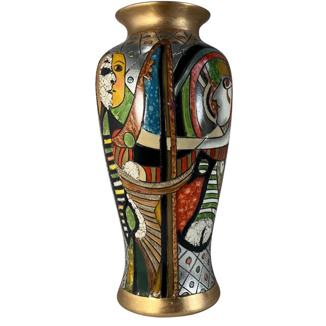 19 In. Tall Vintage Alexander Kalifano Picasso Inspired Vase Two Distinct Abstract Human Profiles. For Sale - Image 12 of 17