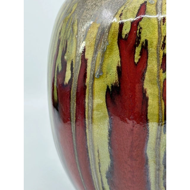 1960s Mid Century Glasser Pottery on Deep Red Glaze Vase For Sale - Image 5 of 9