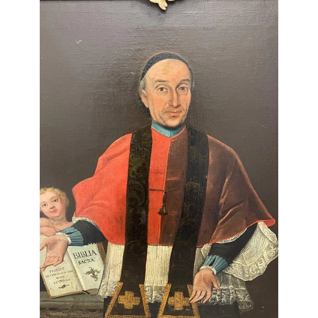 Textile 18th Century Italian Oil Painting Portrait Pope Clement XIII For Sale - Image 7 of 12