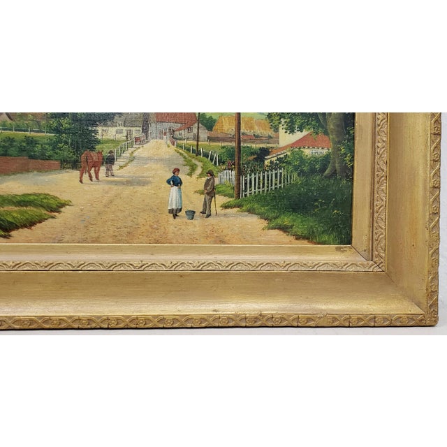 Early 20th Century "Country Road Landscape W/ Figures" Oil Painting by H. Mallett For Sale - Image 4 of 9