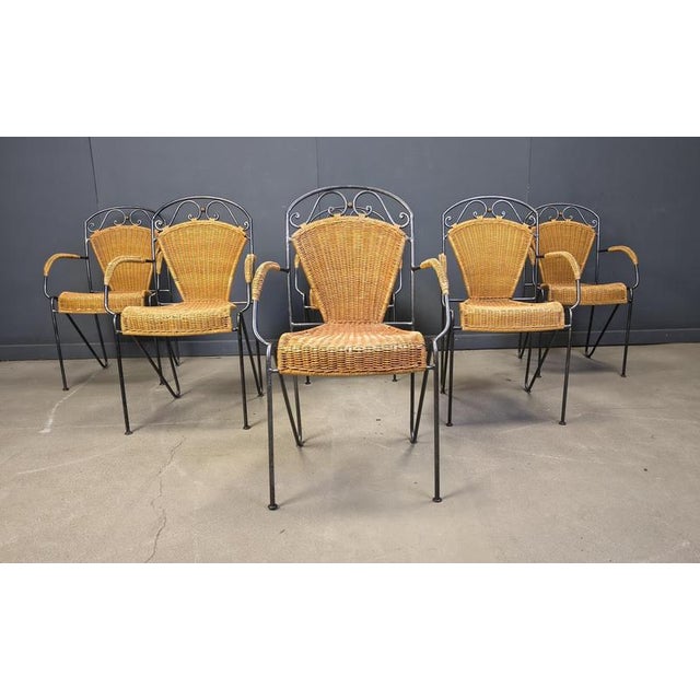 Wicker Chairs attributed to Frederick Weinberg, 1960s, Set of 6 For Sale - Image 4 of 14