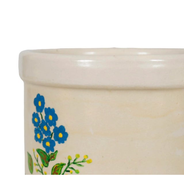 Hand Painted Floral Stoneware Jar For Sale In Tampa - Image 6 of 7