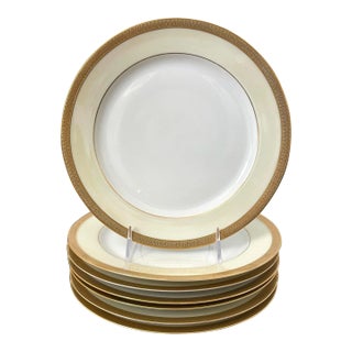 Tirschenreuth Bavaria Clifton Cream Border 9 5/8” Dessert Plates 4246 Set of 7 For Sale