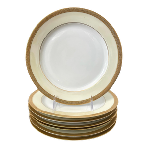 Tirschenreuth Bavaria Clifton Cream Border 9 5/8” Dessert Plates 4246 Set of 7