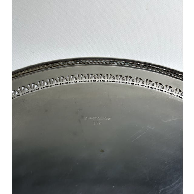 Mid 20th Century Wm Rogers Larger Silver Plate Round Serving Tray For Sale - Image 12 of 18