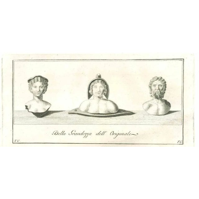 Ancient roman statue, from the series "antiquities of herculaneum", is an original etching on paper realized by vincenzo...