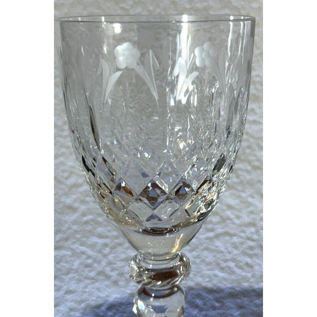 Traditional 1990s Rogaska Queen Crystal Wine Glass Cut Floral Stemware Slovenia For Sale - Image 3 of 7