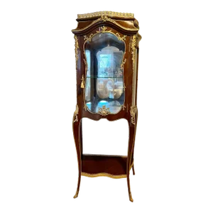 Louis XVI Style French Walnut Mirrored Back Curio