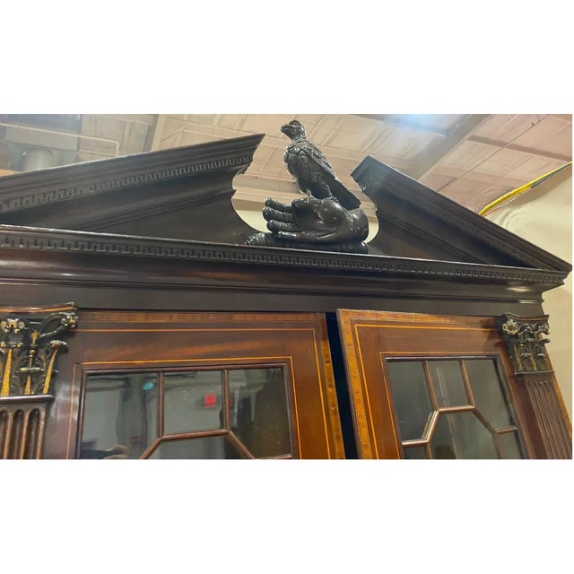 18th Century Fine Inlaid Georgian Secretary With Falconer Pediment, Probably by Gillows For Sale In Richmond - Image 6 of 13